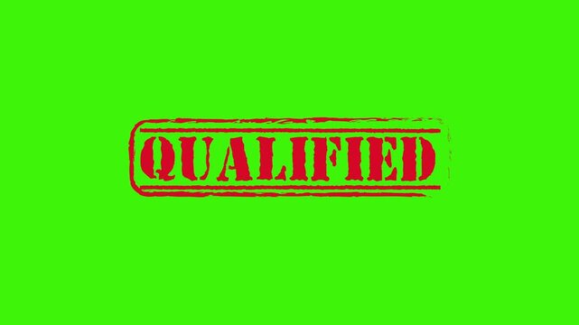 grunge red qualified rubber Stamp animation. 4K video animation.