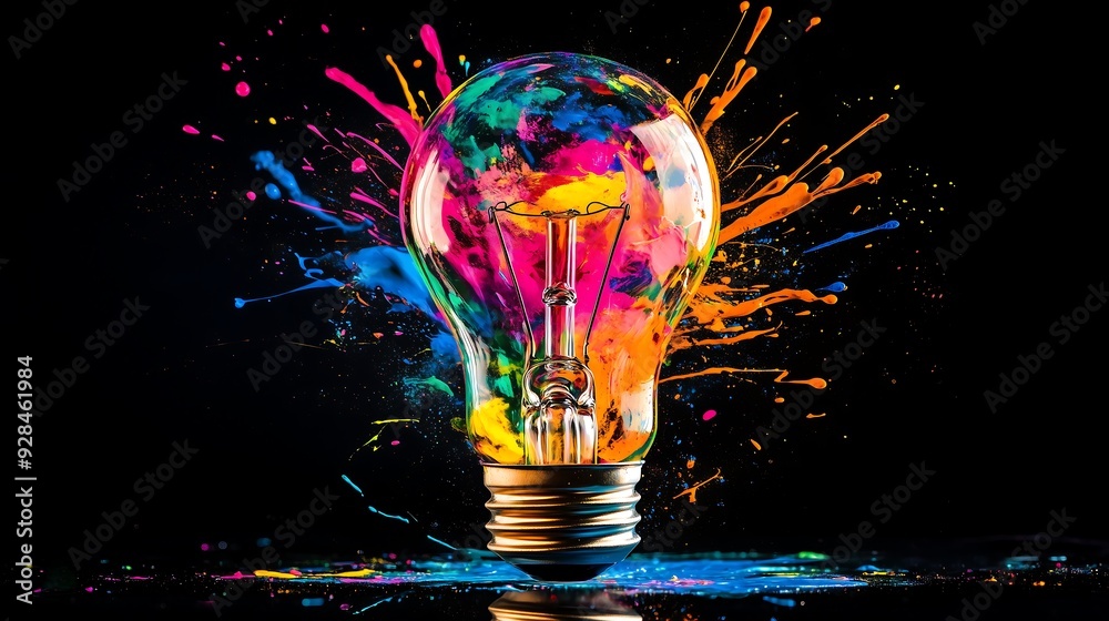 Canvas Prints creative bulb explodes with colorful paint