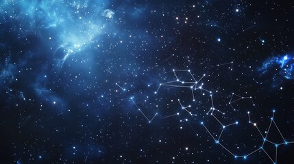 Starry night sky displaying constellations over a vast galaxy