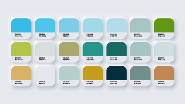 Color Palette, Colour Swatches in RGB, HEX Colors, Bright Colour in HEX Codes Catalog, Paint Palette, Colorful Tones