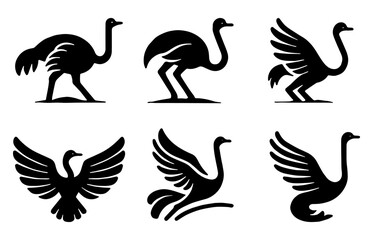 Elegant Orchid Logo Silhouette Collection for Branding and Design Flat Vector Illustration