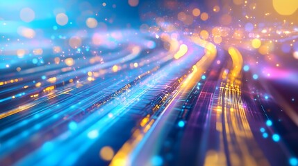 Abstract Blue and Gold Digital Network Background