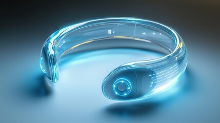 Futuristic Smartwatch with Blue Glowing Interface.