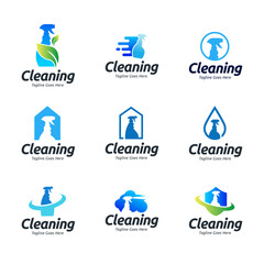 Fototapeta premium Set of Home Cleaning Services Logo Design Vector. Clean spray logo design.