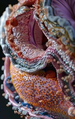 Obraz premium Intricate close-up of colorful textures showcasing organic forms and patterns, perfect for artistic and scientific themes.