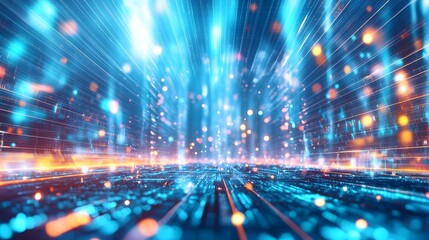 Abstract Blue and Orange Digital Network Background