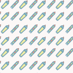 Seamless pattern with colored pencils on a white background. Printing on fabric