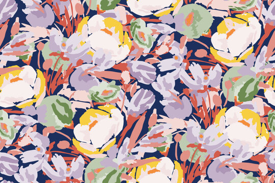 Cute hand drawn feminine watercolor seamless pattern with wildflowers.