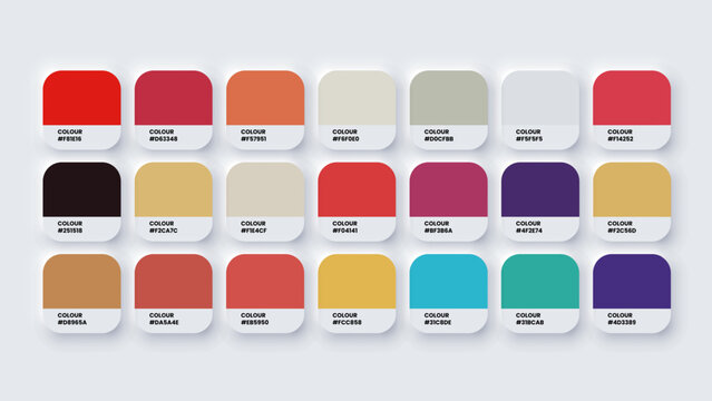 Color Palette, Colour Swatches in RGB, HEX Colors, Bright Colour in HEX Codes Catalog, Paint Palette, Colorful Tones