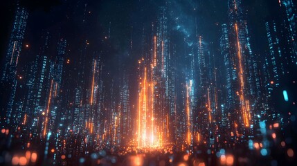 Futuristic Cityscape with Glowing Lights.