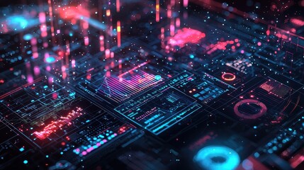 Fototapeta premium Background with circuit board design and technological elements