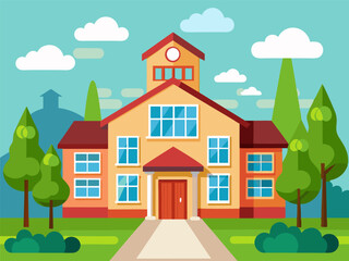 Fototapeta premium School building illustration generated by ai