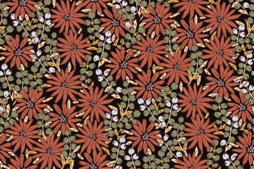 Cute hand drawn feminine watercolor seamless pattern with wildflowers.