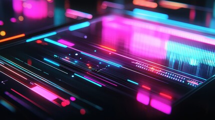 Detailed image of a next-gen tech gadget with vibrant colors and interactive interface