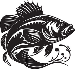 Big Fish Silhouette isolated on white background Minimalist fish vector shape