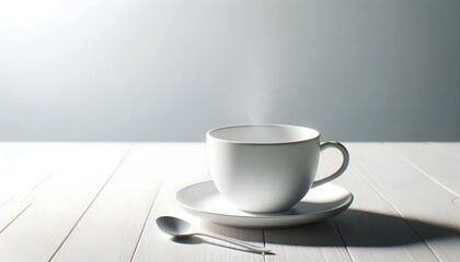 Obraz premium White cup on the table isolated on white background