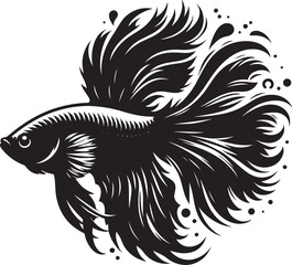 Big Fish Silhouette isolated on white background Minimalist fish vector shape