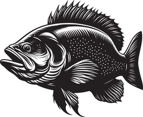 Fototapeta premium Big Fish Silhouette isolated on white background Minimalist fish vector shape