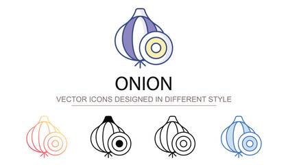 Onion icon design with white background stock illustration