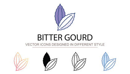 Bitter Gourd icon design with white background stock illustration