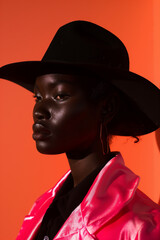 An African American woman in bright colors