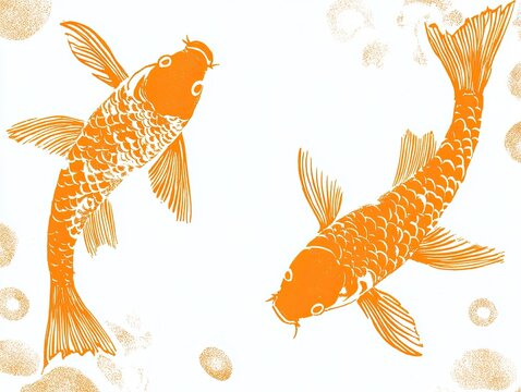 orange koi fish swimming on white clip art preview