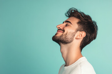 Fototapeta premium A close up of a man's face with his eyes closed