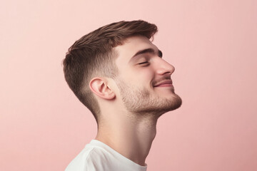 Fototapeta premium A close up of a man's face with his eyes closed