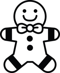 A smiling gingerbread man with a bow tie