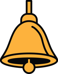 A bell is hanging from a pole