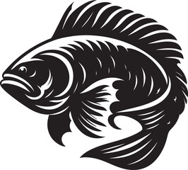 Big Fish Silhouette isolated on white background Minimalist fish vector shape