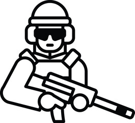 A soldier is holding a gun and wearing a helmet