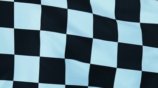 Full frame of checkered flag waving, slow motion video