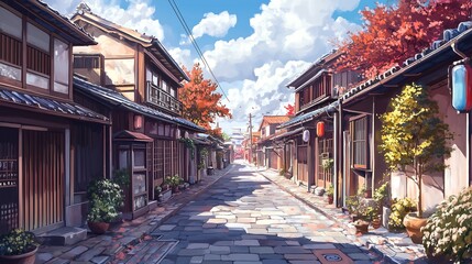 Obraz premium village in anime style