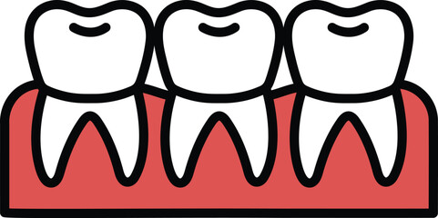 Three teeth are shown in a row
