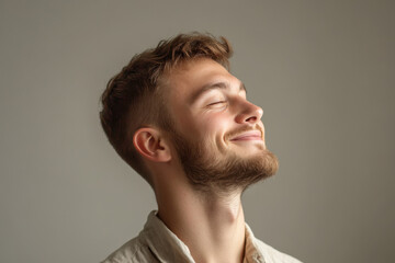 Fototapeta premium A close up of a man's face with his eyes closed