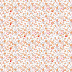 Abstract floral blooming design. Floral seamless pattern. Abstract art vector with grunge textured flowers and plants in watercolor style.