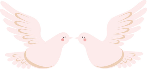 Dove couple icon. Romantic wedding bird symbol