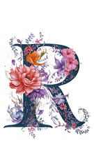 The flowers alphabets design for wallpaper, wall art, or any decoration.