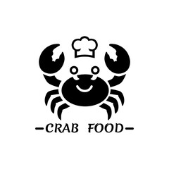 Vector illustration of crab and chef hat isolated on white background. Suitable for seafood restaurant logo