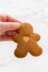 Golden-Brown Gingerbread Cookies with Heart Cutouts