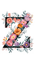 The flowers alphabets design for wallpaper, wall art, or any decoration.