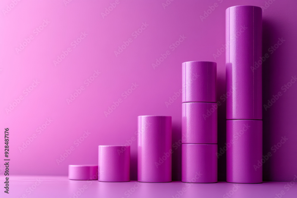 Poster a bar graph, isolated on a pastel lavender background, symbolizing data representation in statistics