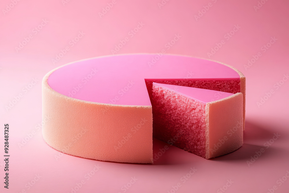 Aufkleber a pie chart, isolated on a pastel peach background, representing the division of data in statistics,