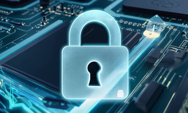 Steel padlock icon with security code for web design