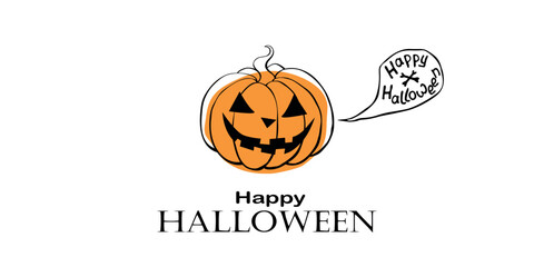 Happy Halloween party banner, invitation, greeting card, costume party poster and celebration announce with Jack o Lantern, creepy pumpkin