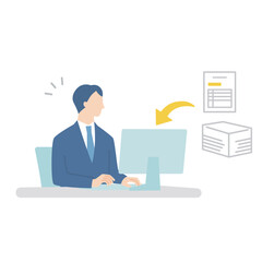 DX化や電子データを作成するビジネスマン　上半身