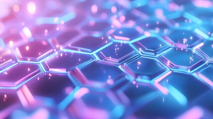 Abstract Neon Lights Hexagon Pattern Background