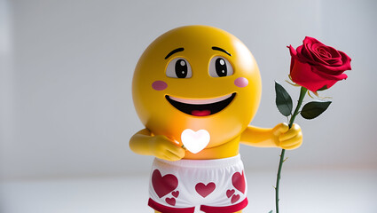 emoji with flower and rose on his  hand