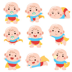 Cartoon Super Baby character. Cute baby.